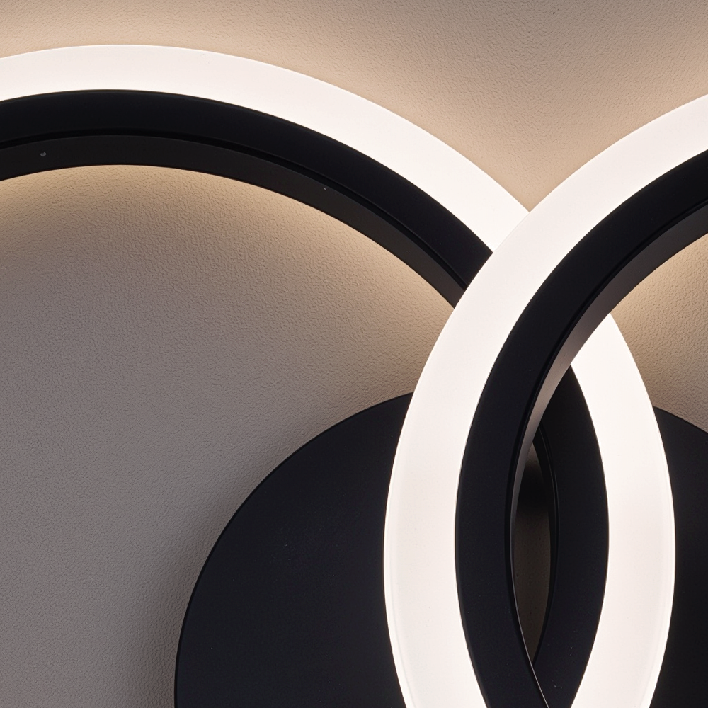 LED lustr s dálkovým ovládáním BETTY 27W, 2 kruhy, studené/teplé/neutrální světlo, stmívatelné, černé LED lustry s dálkovým ovládáním Výchozí název Alessandro Design