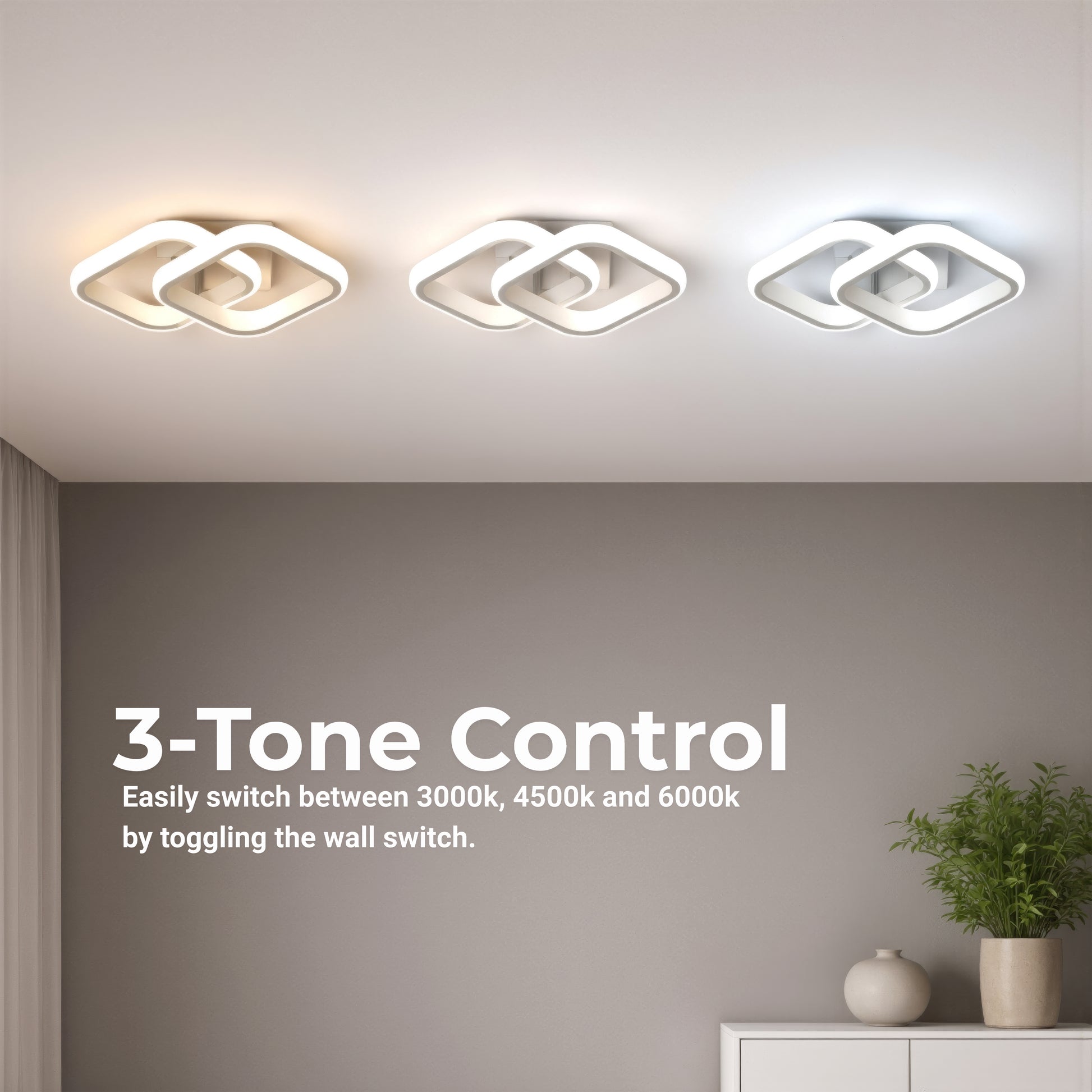 Matrix LED lustr VERTEX, překrývající se diamanty, kovové rámy, 24W, 2 diamanty, studené/teplé/neutrální světlo 3000K/4000K/6000K, bílé LED lustry Výchozí název Alessandro Design