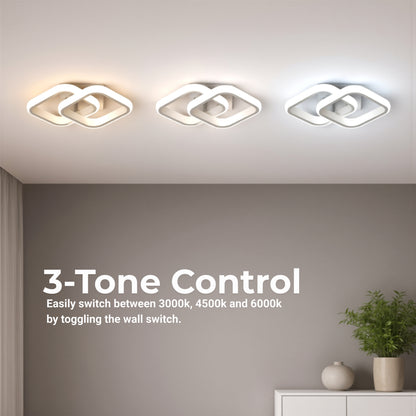 Matrix LED lustr VERTEX, překrývající se diamanty, kovové rámy, 24W, 2 diamanty, studené/teplé/neutrální světlo 3000K/4000K/6000K, bílé LED lustry Výchozí název Alessandro Design