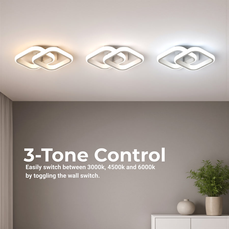 Matrix LED lustr VERTEX, překrývající se diamanty, kovové rámy, 24W, 2 diamanty, studené/teplé/neutrální světlo 3000K/4000K/6000K, bílé LED lustry Výchozí název Alessandro Design