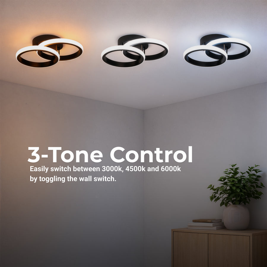 LED lustr VERTEX CIRCULA 21W, 2 kruhy, kovové rámy, studené/teplé/neutrální světlo 3000K/4000K/6000K, černá, kovové LED lustry Výchozí název Alessandro Design