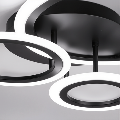 LED lustr s dálkovým ovládáním BETTY 40W, 3 kruhy, studené/teplé/neutrální světlo, stmívatelné, černé LED lustry s dálkovým ovládáním Výchozí název Alessandro Design