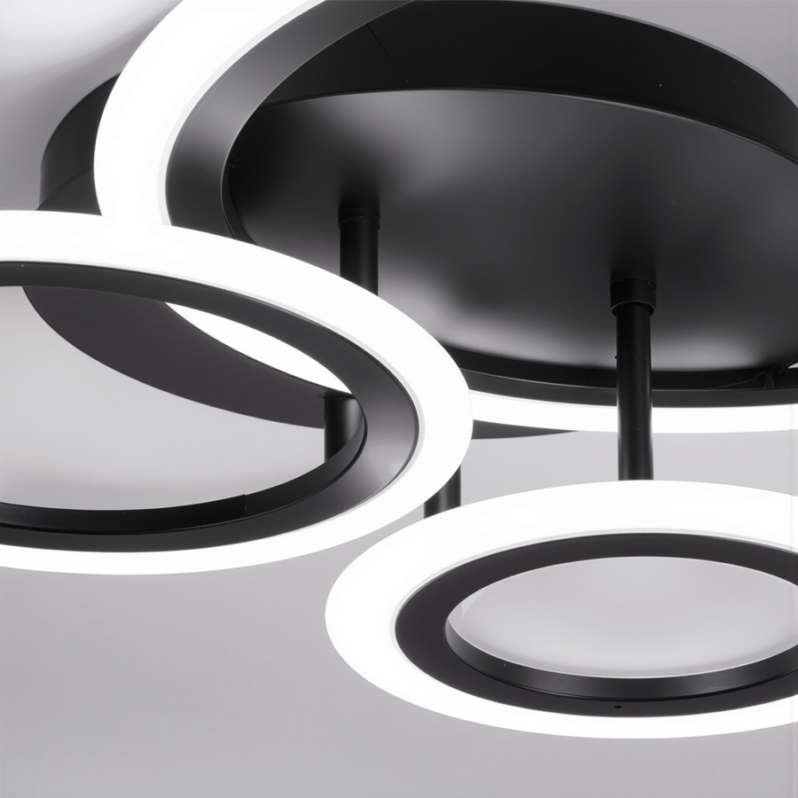 LED lustr s dálkovým ovládáním BETTY 40W, 3 kruhy, studené/teplé/neutrální světlo, stmívatelné, černé LED lustry s dálkovým ovládáním Výchozí název Alessandro Design
