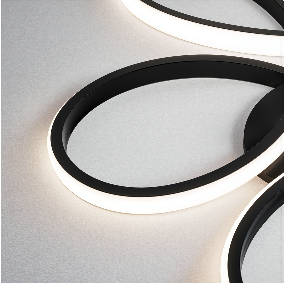 LED lustr s dálkovým ovládáním HELIX 63W, studené/teplé/neutrální světlo, stmívatelné, černé LED lustry s dálkovým ovládáním Výchozí název Alessandro Design