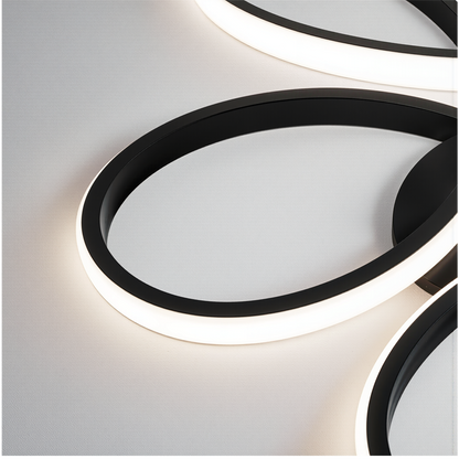 LED lustr s dálkovým ovládáním HELIX 63W, studené/teplé/neutrální světlo, stmívatelné, černé LED lustry s dálkovým ovládáním Výchozí název Alessandro Design