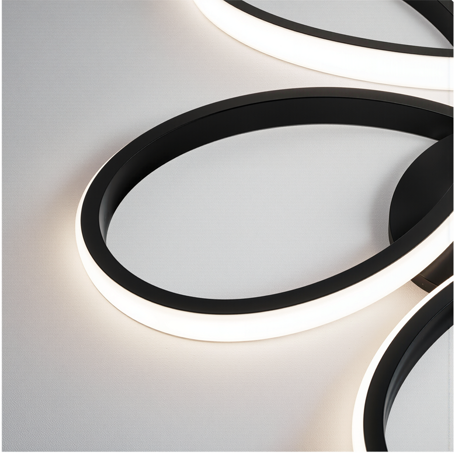 LED lustr s dálkovým ovládáním HELIX 63W, studené/teplé/neutrální světlo, stmívatelné, černé LED lustry s dálkovým ovládáním Výchozí název Alessandro Design
