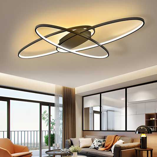 LED lustr s dálkovým ovládáním ORBITA 74W, 3 Elements, Ovál, Studené/Teplé/Neutrální světlo, Stmívatelné, Černé LED lustry s dálkovým ovládáním Výchozí název Alessandro Design