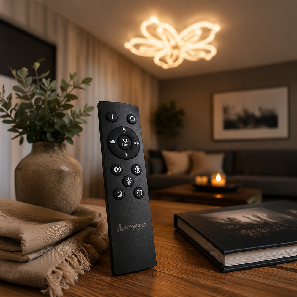 LED lustr s dálkovým ovládáním LILY 86W, 5 Elements, Studené/Teplé/Neutrální světlo, Stmívatelné, Bílý LED lustr s dálkovým ovládáním Výchozí název Alessandro Design