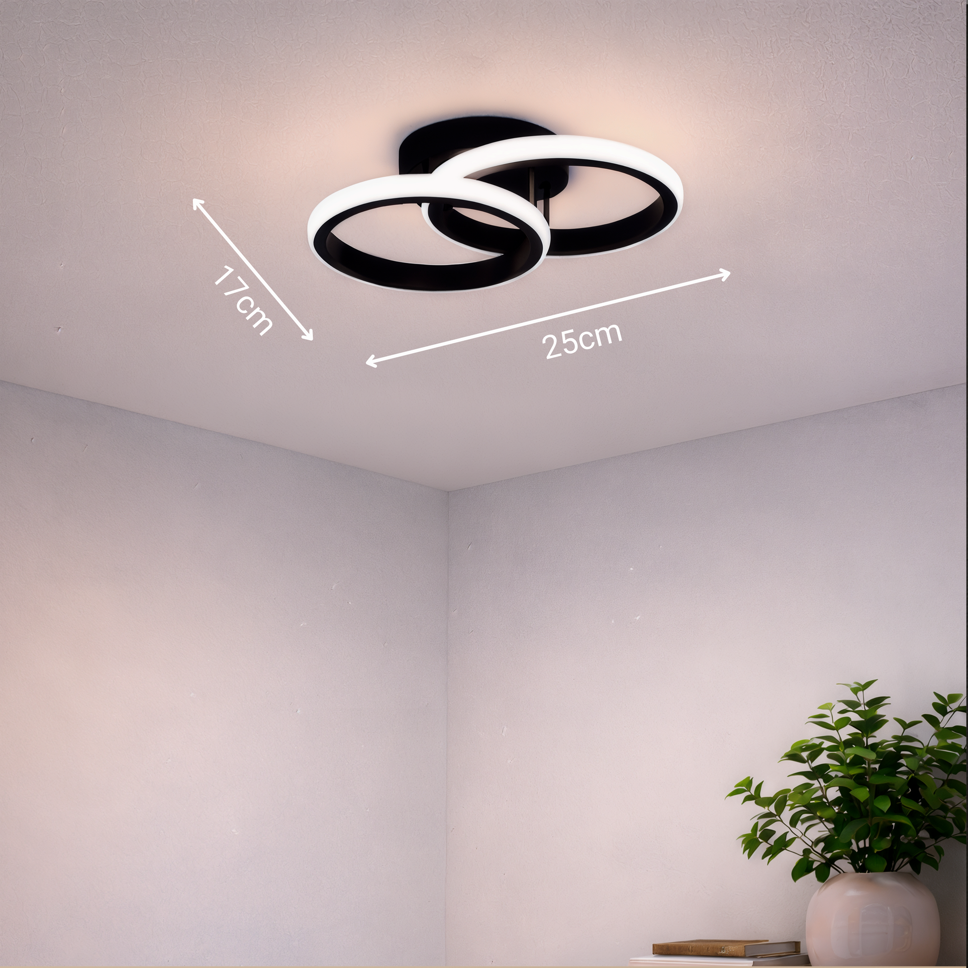 LED lustr VERTEX CIRCULA 21W, 2 kruhy, kovové rámy, studené/teplé/neutrální světlo 3000K/4000K/6000K, černá, kovové LED lustry Výchozí název Alessandro Design