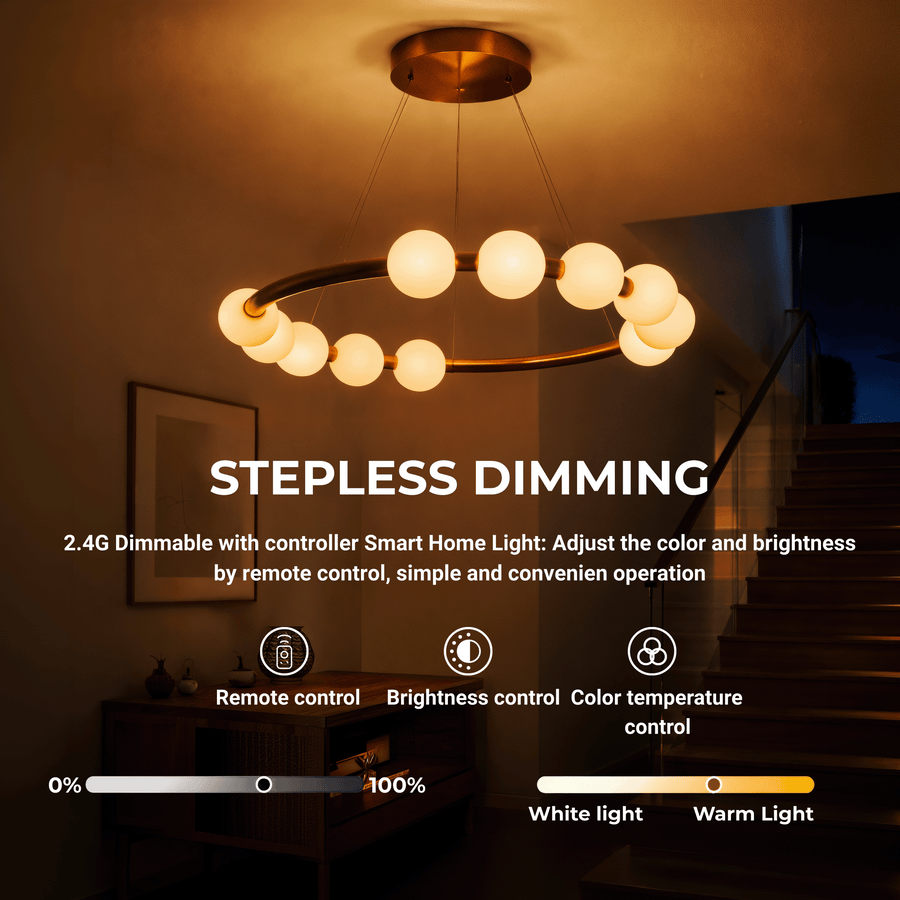 LED závěsné světlo Akrylové Nova 57W s dálkovým ovládáním, stmívatelné, 3000K/4000K/6000K, zlaté, kovové a akrylové LED lustry s dálkovým ovládáním Výchozí název Alessandro Design