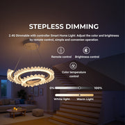 LED lustr s dálkovým ovládáním LT188WH, krystal a kov, 40W, stmívatelný, nastavitelná výška, studené/teplé/neutrální světlo, luxusní osvětlení LED lustry s dálkovým ovládáním Výchozí název Alessandro Design
