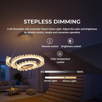 LED lustr s dálkovým ovládáním LT188WH, krystal a kov, 40W, stmívatelný, nastavitelná výška, studené/teplé/neutrální světlo, luxusní osvětlení LED lustry s dálkovým ovládáním Výchozí název Alessandro Design