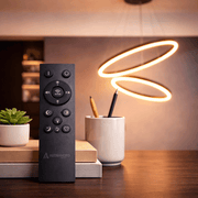 Závěsný LED lustr s dálkovým ovládáním CASIANA 40W, 2 kruhy, studené/teplé/neutrální světlo 3000K/4000K/6000K, stmívatelný, černý, nastavitelná výška, kovové a akrylové LED lustry s dálkovým ovládáním Výchozí název Alessandro Design