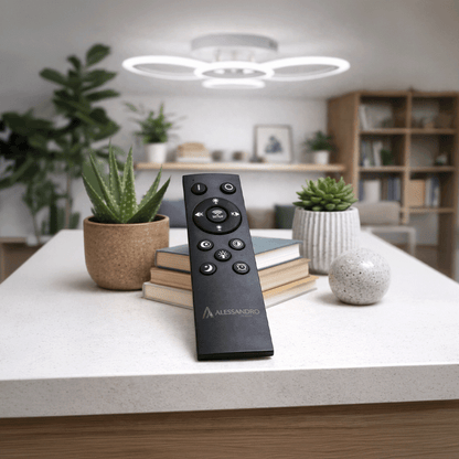 LED lustr s dálkovým ovládáním BETTY 43W, 4 kruhy, studené/teplé/neutrální světlo, stmívatelné, bílý LED lustr s dálkovým ovládáním Výchozí název Alessandro Design