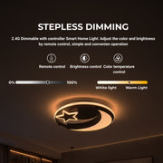 LED lustr s dálkovým ovládáním ALYONA 44W, Měsíc a hvězda, Studené/Teplé/Neutrální světlo, Stmívatelné, Černý LED lustr s dálkovým ovládáním Výchozí název Alessandro Design