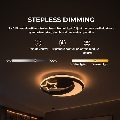 LED lustr s dálkovým ovládáním ALYONA 44W, Měsíc a hvězda, Studené/Teplé/Neutrální světlo, Stmívatelné, Černý LED lustr s dálkovým ovládáním Výchozí název Alessandro Design