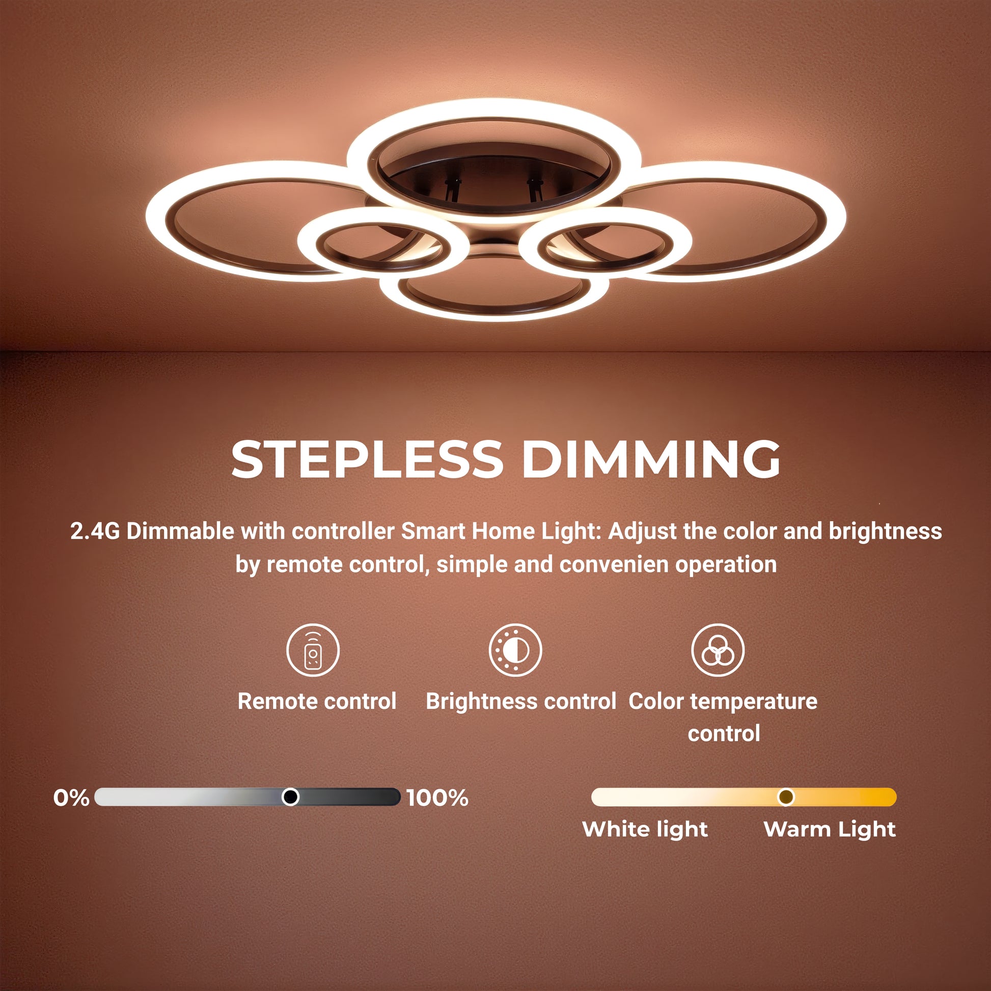 LED lustr s dálkovým ovládáním BETTY 82W, 6 kruhů, studené/teplé/neutrální světlo, stmívatelné, černé LED lustry s dálkovým ovládáním Výchozí název Alessandro Design