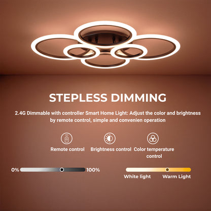 LED lustr s dálkovým ovládáním BETTY 82W, 6 kruhů, studené/teplé/neutrální světlo, stmívatelné, černé LED lustry s dálkovým ovládáním Výchozí název Alessandro Design