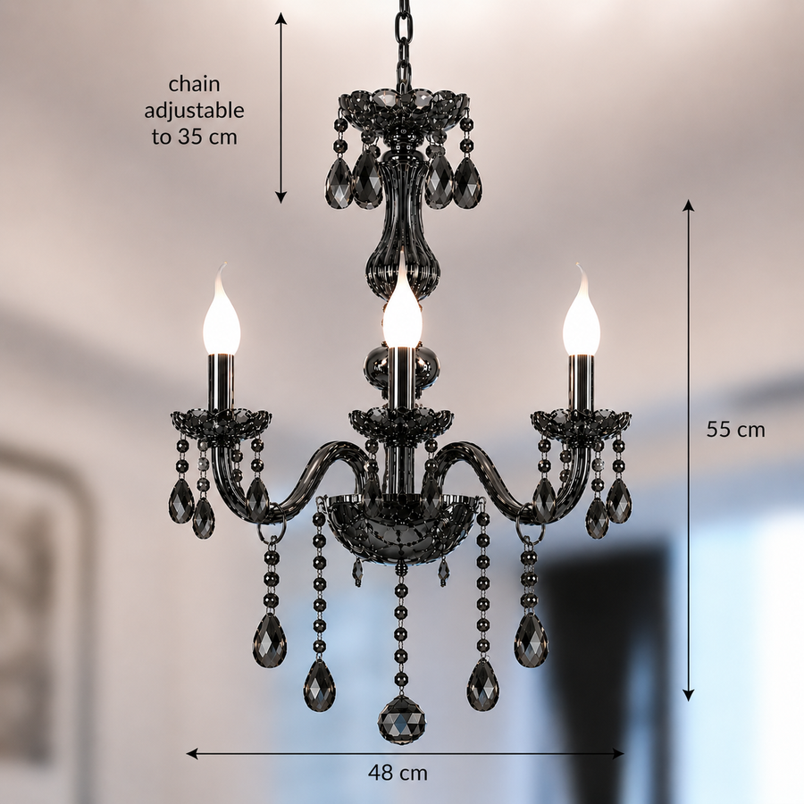 Křišťálový lustr SRPEN Eleganza, 3xE14, Průměr 48cm, Stříbrný, Nastavitelná výška Klasické lustry Výchozí název Alessandro Design