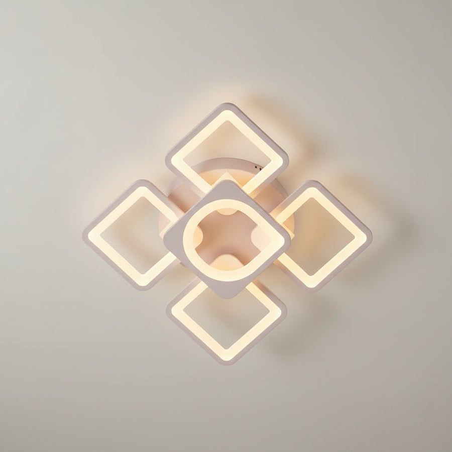 LED lustr s dálkovým ovládáním ZOE 70W, 5 čtverců, studené/teplé/neutrální světlo, stmívatelné, bílý LED lustr s dálkovým ovládáním Výchozí název Alessandro Design