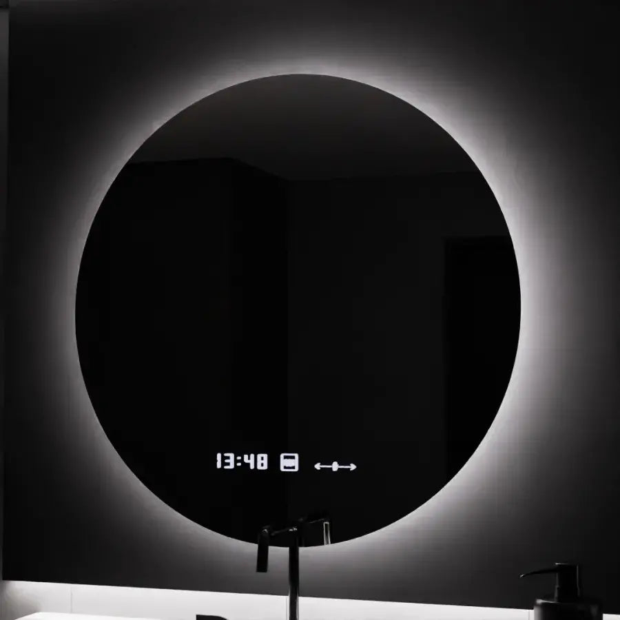 LED kulaté zrcadlo, 70 cm, Serenite MotionGlow Marcello, systém odmlžování, hodiny a teploměr, stmívatelná zrcátka Marcello Výchozí název Alessandro Design