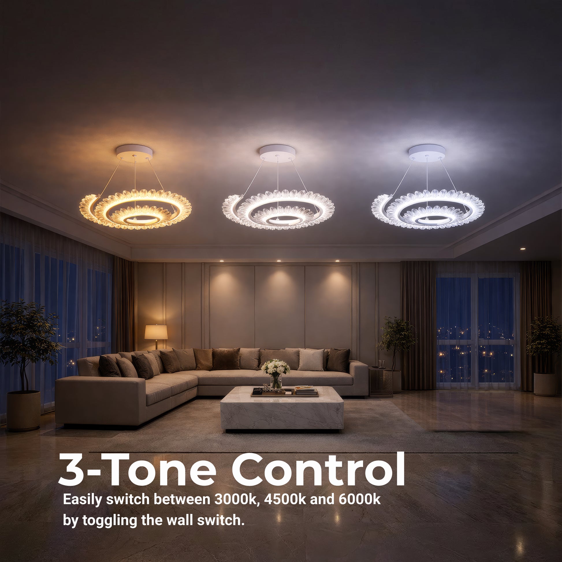LED lustr s dálkovým ovládáním LT188WH, krystal a kov, 40W, stmívatelný, nastavitelná výška, studené/teplé/neutrální světlo, luxusní osvětlení LED lustry s dálkovým ovládáním Výchozí název Alessandro Design