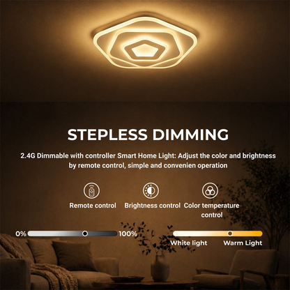 LED lustr s dálkovým ovládáním PENTAGON 59W, 40cm, studené/teplé/neutrální světlo 3000K/4000K/6000K, bílé, kovové a akrylové LED lustry s dálkovým ovládáním Výchozí název Alessandro Design