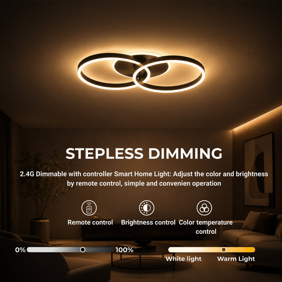 LED lustr s dálkovým ovládáním RIGA LILITH 34W, 2 kruhy, studené/teplé/neutrální světlo, stmívatelné, černé LED lustry s dálkovým ovládáním Výchozí název Alessandro Design