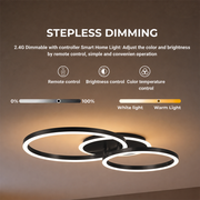 LED lustr s dálkovým ovládáním RINOVA 66W, 2 kruhy, studené/teplé/neutrální světlo, stmívatelné, černé LED lustry s dálkovým ovládáním Výchozí název Alessandro Design