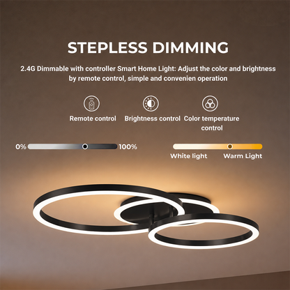 LED lustr s dálkovým ovládáním RINOVA 66W, 2 kruhy, studené/teplé/neutrální světlo, stmívatelné, černé LED lustry s dálkovým ovládáním Výchozí název Alessandro Design