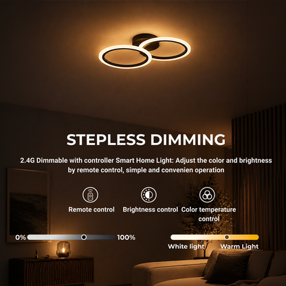 LED lustr s dálkovým ovládáním BETTY 27W, 2 kruhy, studené/teplé/neutrální světlo, stmívatelné, černé LED lustry s dálkovým ovládáním Výchozí název Alessandro Design