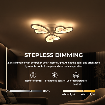 LED lustr s dálkovým ovládáním BLOSSOM 40W, 3 okvětní lístky, studené/teplé/neutrální světlo, stmívatelné, bílý LED lustr s dálkovým ovládáním Výchozí název Alessandro Design