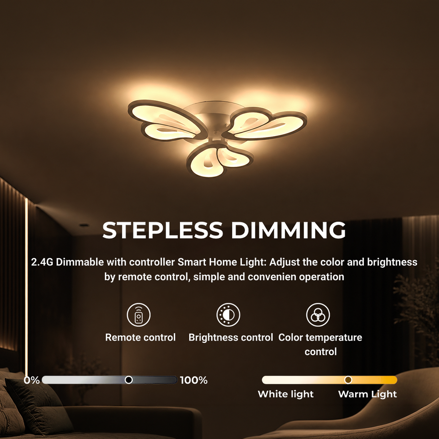 LED lustr s dálkovým ovládáním BLOSSOM 40W, 3 okvětní lístky, studené/teplé/neutrální světlo, stmívatelné, bílý LED lustr s dálkovým ovládáním Výchozí název Alessandro Design