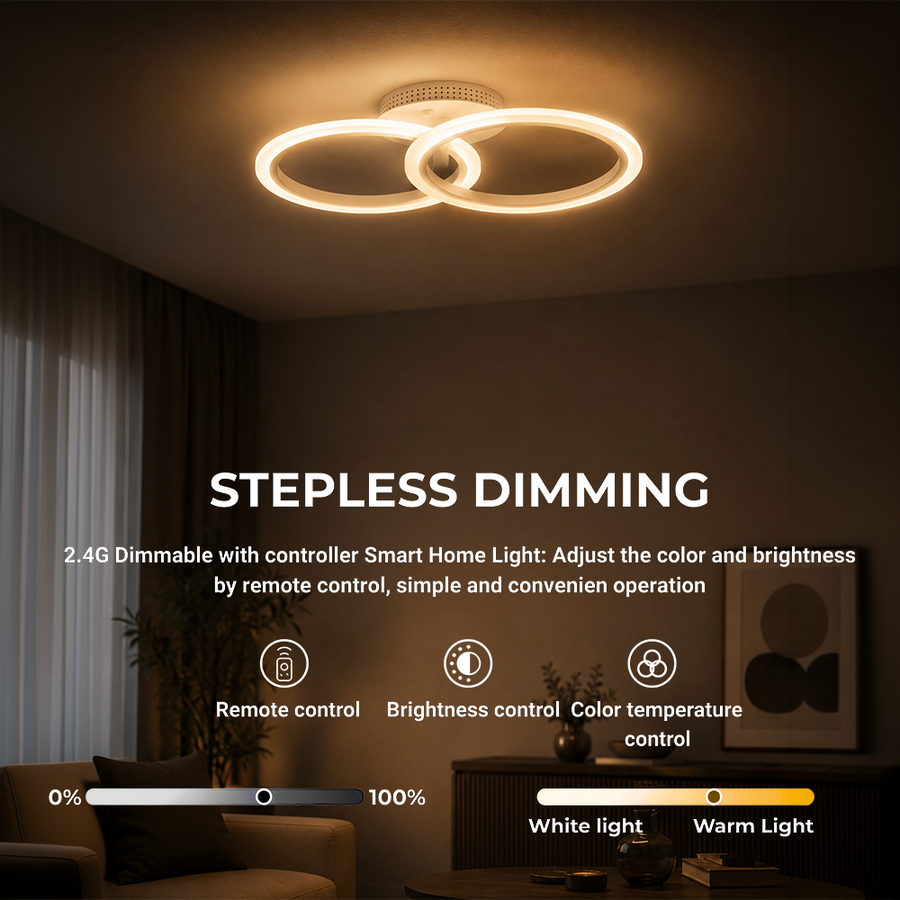 LED lustr s dálkovým ovládáním BETTY 27W, 2 kruhy, studené/teplé/neutrální světlo, stmívatelné, bílý LED lustr s dálkovým ovládáním Výchozí název Alessandro Design