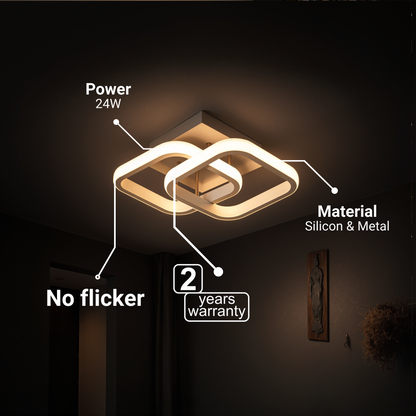 Matrix LED lustr VERTEX, překrývající se diamanty, kovové rámy, 24W, 2 diamanty, studené/teplé/neutrální světlo 3000K/4000K/6000K, bílé LED lustry Výchozí název Alessandro Design