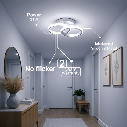 LED lustr VERTEX CIRCULA 21W, 2 kruhy, kovové rámy, studené/teplé/neutrální světlo, bílé LED lustry Výchozí název Alessandro Design