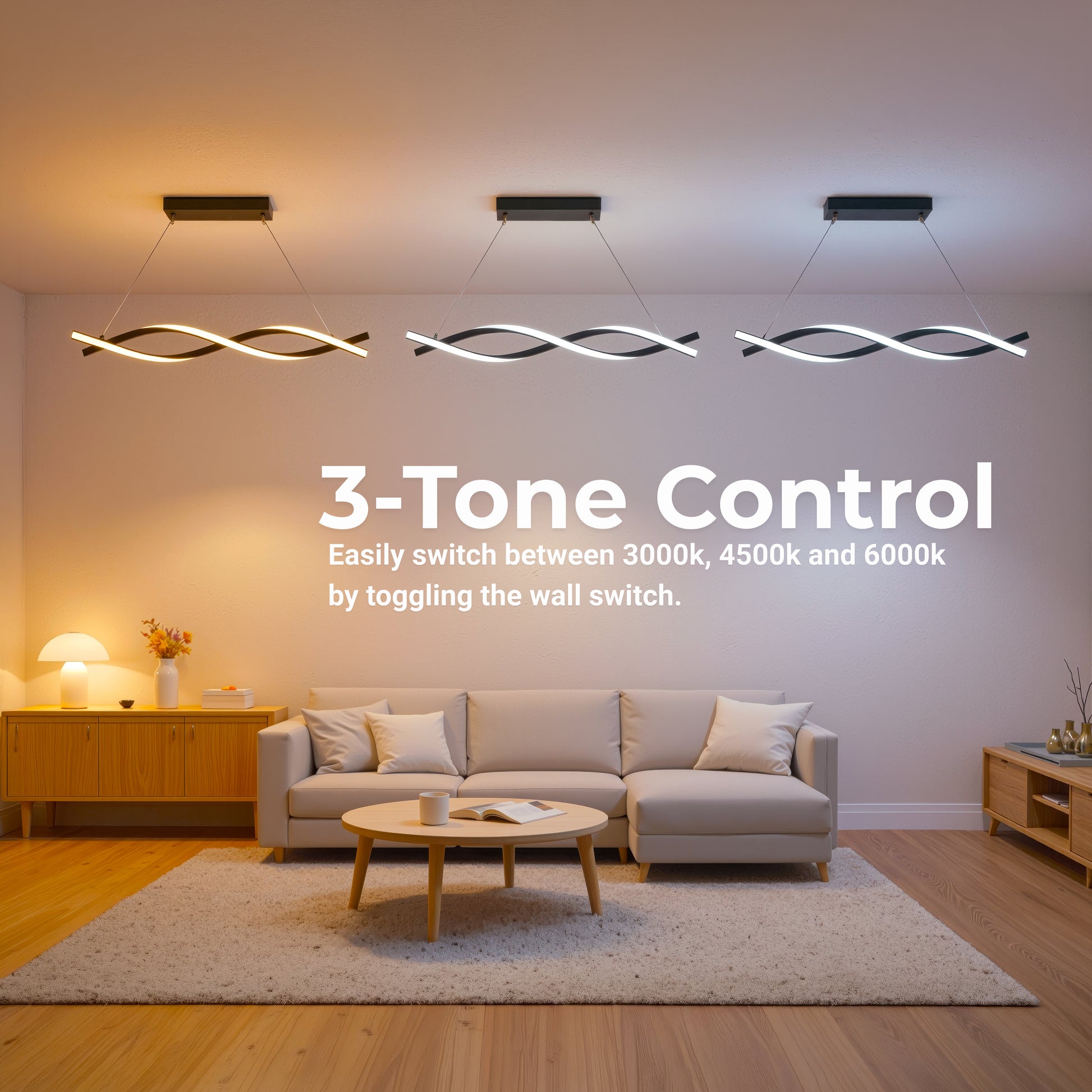 Závěsný LED lustr s dálkovým ovládáním, FLUX, 27W, 116cm, studené/teplé/neutrální světlo 3000K/4000K/6000K, stmívatelný, černý, nastavitelná výška, kovové a silikonové moderní lustry Výchozí název Design Alessandro