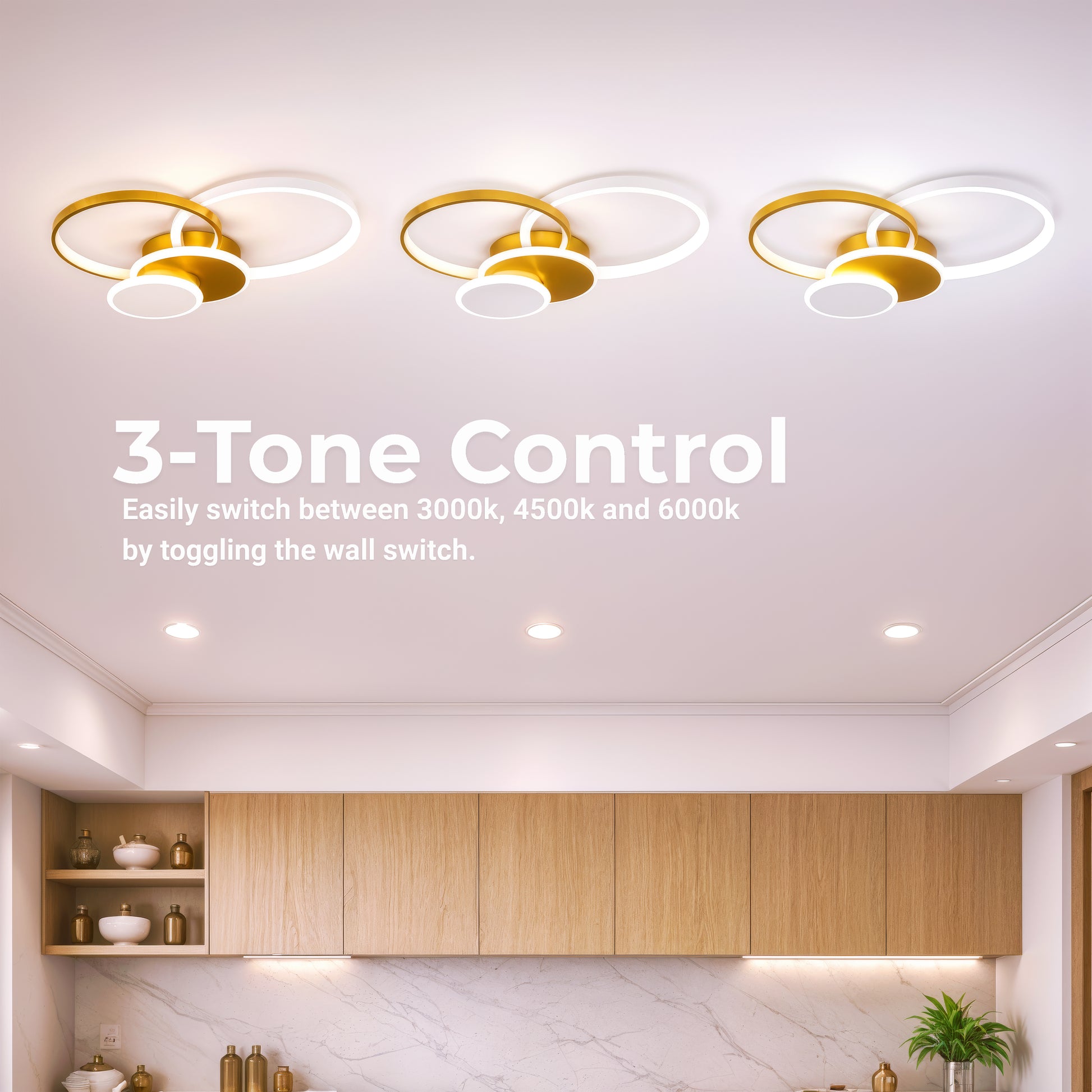 LED lustr s dálkovým ovládáním KILLIAN 80W, 4 kruhy, studené/teplé/neutrální světlo, stmívatelné, zlaté LED lustry s dálkovým ovládáním Výchozí název Alessandro Design