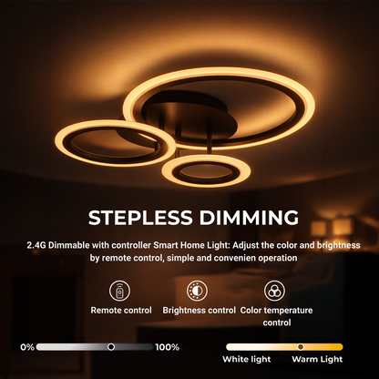 LED lustr s dálkovým ovládáním BETTY 40W, 3 kruhy, studené/teplé/neutrální světlo, stmívatelné, černé LED lustry s dálkovým ovládáním Výchozí název Alessandro Design