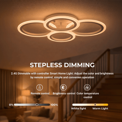 LED lustr s dálkovým ovládáním BETTY 43W, 4 kruhy, studené/teplé/neutrální světlo, stmívatelné, bílý LED lustr s dálkovým ovládáním Výchozí název Alessandro Design