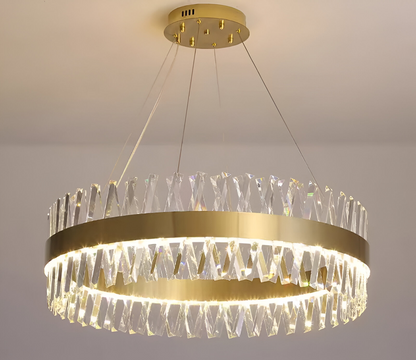 CASERTA Magno LED lustr s dálkovým ovládáním, 68W, stmívatelný, 3000K/4000K/6000K, průměr 60cm, zlaté křišťálové lustry Výchozí název Alessandro Design
