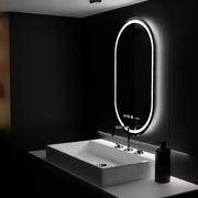 Oválné LED zrcadlo, 60x80cm, Eminence MotionGlow Marcello, systém odmlžování, hodiny a teploměr, stmívatelná zrcátka Marcello Výchozí název Alessandro Design