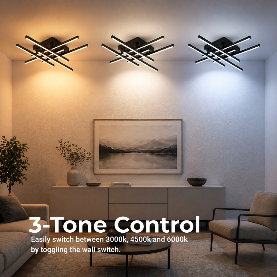 LED lustr s dálkovým ovládáním LINEX, 81W, 6 prvků, lineární, studené/teplé/neutrální světlo, stmívatelné, černé LED lustry s dálkovým ovládáním Výchozí název Alessandro Design
