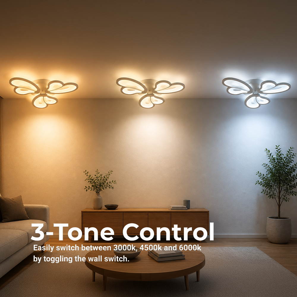 LED lustr s dálkovým ovládáním BLOSSOM 40W, 3 okvětní lístky, studené/teplé/neutrální světlo, stmívatelné, bílý LED lustr s dálkovým ovládáním Výchozí název Alessandro Design