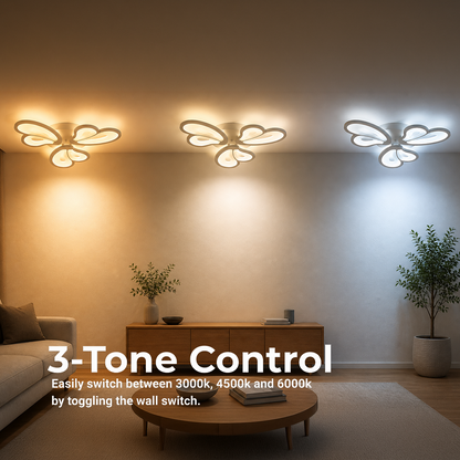 LED lustr s dálkovým ovládáním BLOSSOM 40W, 3 okvětní lístky, studené/teplé/neutrální světlo, stmívatelné, bílý LED lustr s dálkovým ovládáním Výchozí název Alessandro Design