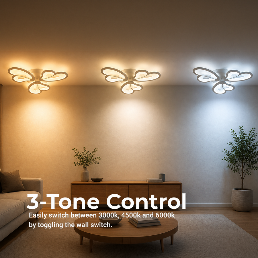 LED lustr s dálkovým ovládáním BLOSSOM 40W, 3 okvětní lístky, studené/teplé/neutrální světlo, stmívatelné, bílý LED lustr s dálkovým ovládáním Výchozí název Alessandro Design