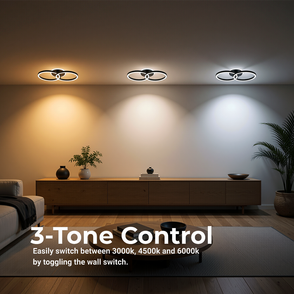 LED lustr s dálkovým ovládáním RIGA LILITH 34W, 2 kruhy, studené/teplé/neutrální světlo, stmívatelné, černé LED lustry s dálkovým ovládáním Výchozí název Alessandro Design
