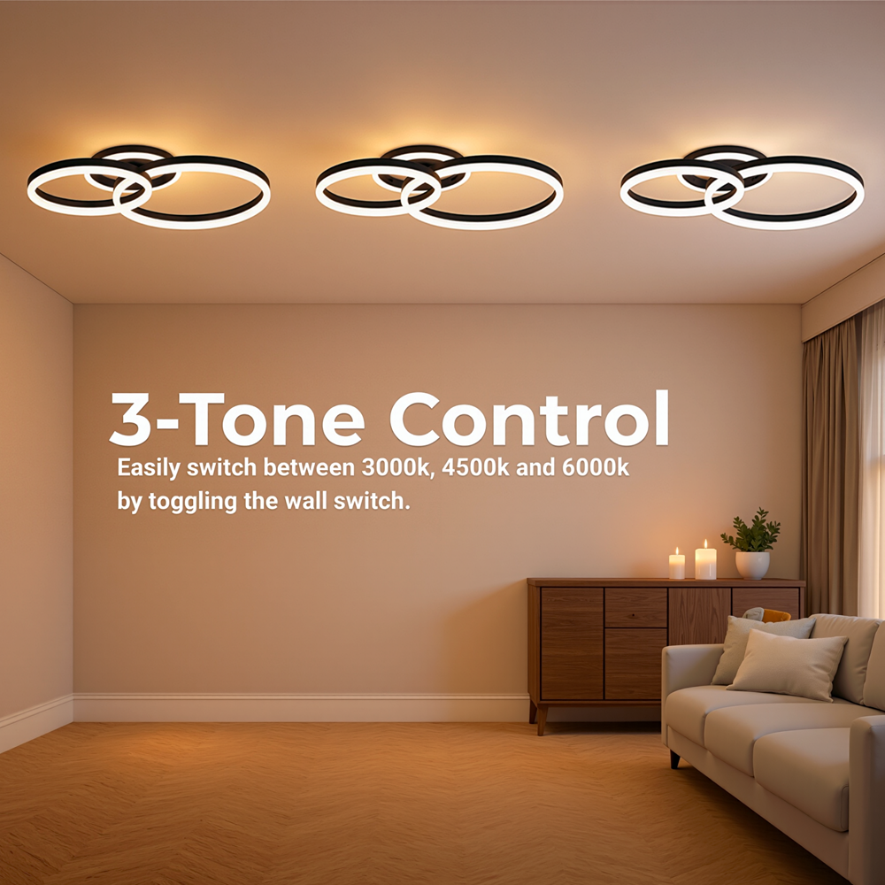 LED lustr s dálkovým ovládáním RINOVA 66W, 2 kruhy, studené/teplé/neutrální světlo, stmívatelné, černé LED lustry s dálkovým ovládáním Výchozí název Alessandro Design