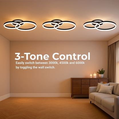 LED lustr s dálkovým ovládáním RINOVA 66W, 2 kruhy, studené/teplé/neutrální světlo, stmívatelné, černé LED lustry s dálkovým ovládáním Výchozí název Alessandro Design