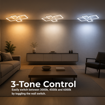 LED lustr s dálkovým ovládáním ELLA 67W, 4 čtverce, studené/teplé/neutrální světlo, stmívatelné, bílý LED lustr s dálkovým ovládáním Výchozí název Alessandro Design